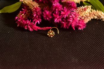 Designer Golden Meenakari Diamond Floral nose ring or Nose Pin 4