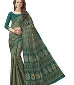 Green printed cotton saree with blouse