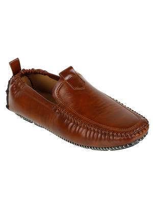 Vardhra Men's Tan Synthetic Leather Outdoor Slip On Casual Loafer 1