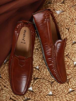 Vardhra Men's Tan Synthetic Leather Outdoor Slip On Casual Loafer 2