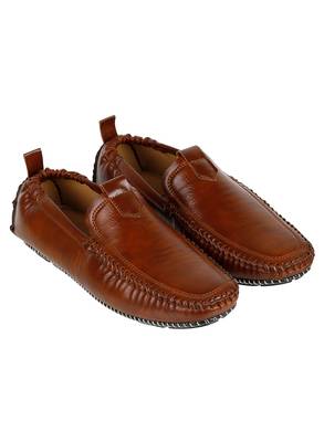 Vardhra Men's Tan Synthetic Leather Outdoor Slip On Casual Loafer 5