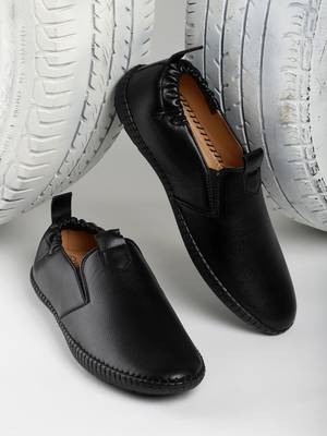 Vardhra Men's Black Synthetic Leather Outdoor Slip On Casual Loafer 2