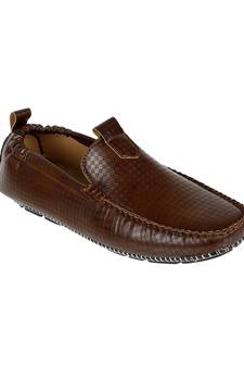 Vardhra Men's Tan Synthetic Leather Laser Patter Outdoor Casual Loafer