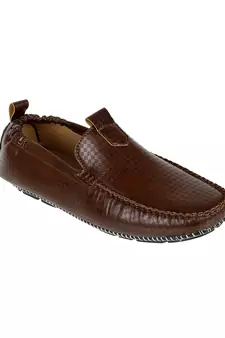 Vardhra Men's Tan Synthetic Leather Laser Patter Outdoor Casual Loafer