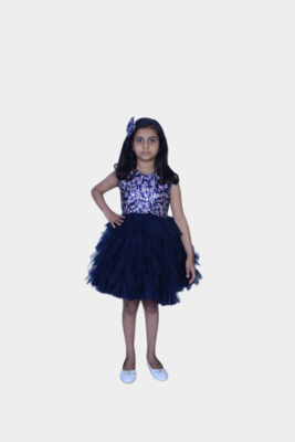Sequence party wear with hair clip-Blue 1