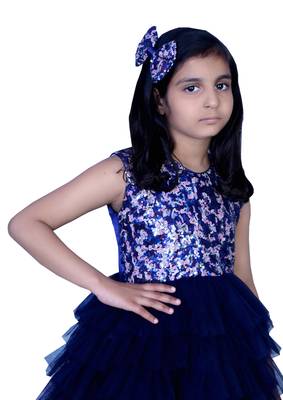 Sequence party wear with hair clip-Blue 2