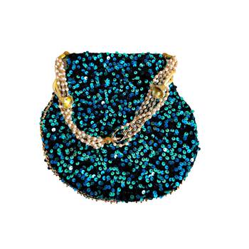 Shoptory India Potli Bags for Wedding Return Gifts Party Sequin bag for Girls Purse Handcrafted Pouches, Turquoise 5