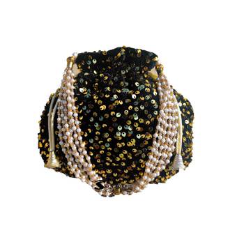 Shoptory India Potli Bags for Wedding Return Gifts Party Sequin bag for Girls Purse Handcrafted Pouches, Gold 1