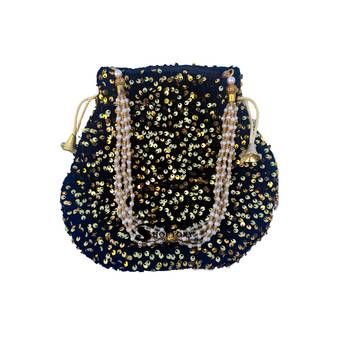 Shoptory India Potli Bags for Wedding Return Gifts Party Sequin bag for Girls Purse Handcrafted Pouches, Gold 4