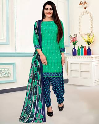 Green floral print cotton salwar 1