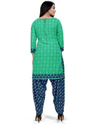Green floral print cotton salwar 2