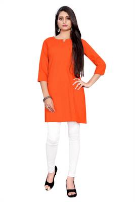 Cotton Orange ethnic kurtis 1