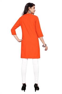 Cotton Orange ethnic kurtis 2