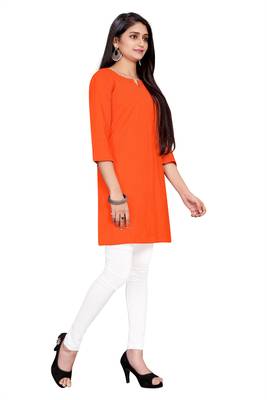 Cotton Orange ethnic kurtis 3