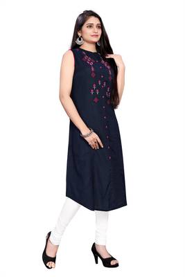 Rayon Blue ethnic kurtis 3