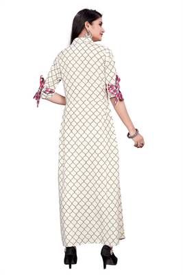 Cotton White ethnic kurtis 2