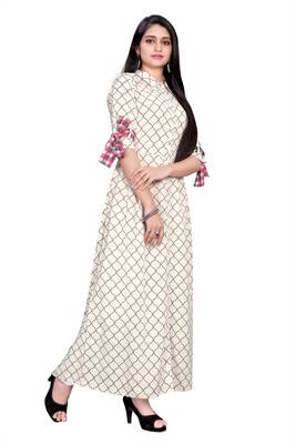 Cotton White ethnic kurtis 3