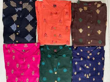 Navy-blue printed rayon long-kurtis 4