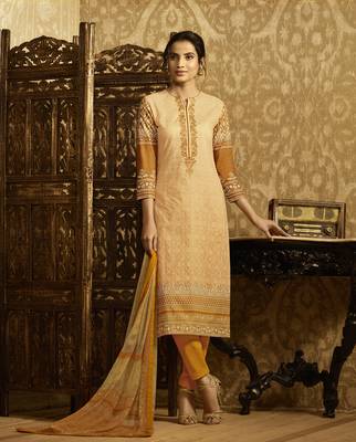 Mustard embroidered cotton salwar 1