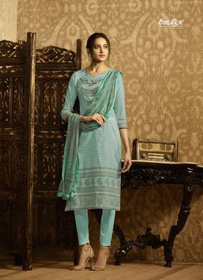 Blue embroidered cotton salwar 1