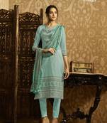 Blue embroidered cotton salwar