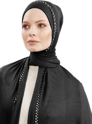 JSDC Women Casual Wear Stone Work Hosiery 4 Way Scarf Hijab Dupatta 2