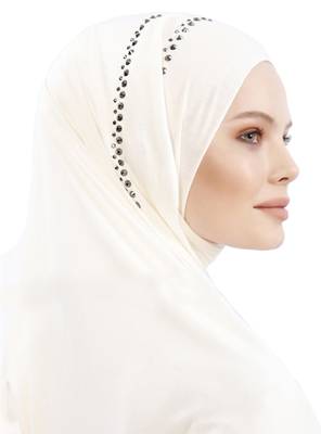 JSDC Women Hosiery 4 Way Diamond Stone Work Hijab Scarf 3