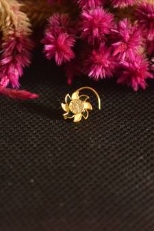 Designer Golden Meenakari Diamond Floral nose ring or Nose Pin