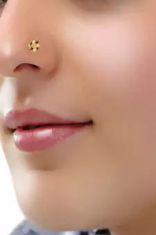 Designer Golden Meenakari Diamond Floral nose ring or Nose Pin