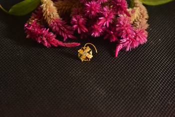 Designer Golden Meenakari Diamond Floral nose ring or Nose Pin 1
