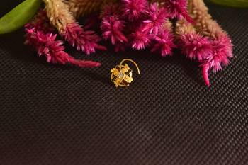 Designer Golden Meenakari Diamond Floral nose ring or Nose Pin 3