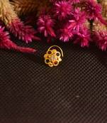 Designer Golden Meenakari Diamond Floral nose ring or Nose Pin