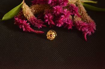 Designer Golden Meenakari Diamond Floral nose ring or Nose Pin 1