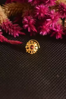 Designer Golden Meenakari Diamond Floral nose ring or Nose Pin