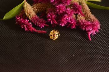 Designer Golden Meenakari Diamond Floral nose ring or Nose Pin 4