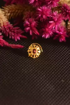 Designer Golden Meenakari Diamond Floral nose ring or Nose Pin