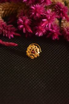 Designer Golden Meenakari Diamond Floral nose ring or Nose Pin