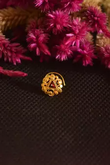 Designer Golden Meenakari Diamond Floral nose ring or Nose Pin