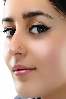 Designer Golden Meenakari Diamond Floral nose ring or Nose Pin