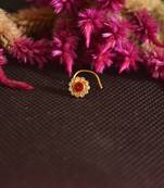 Designer Golden RED Diamond Floral nose ring or Nose Pin