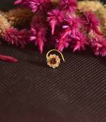 Designer Golden Purple Diamond Floral nose ring or Nose Pin