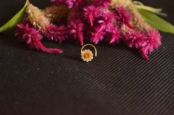 Designer Golden YELLOW Diamond Floral nose ring or Nose Pin 1