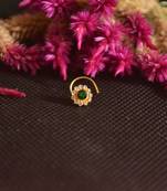 Designer Golden GREEN Diamond Floral nose ring or Nose Pin