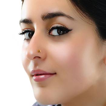 Designer Golden Meenakari Diamond Floral nose ring or Nose Pin 1
