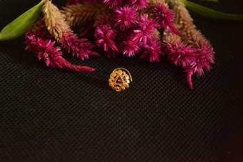 Designer Golden Meenakari Diamond Floral nose ring or Nose Pin 2