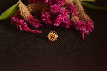 Designer Golden Meenakari Diamond Floral nose ring or Nose Pin 3