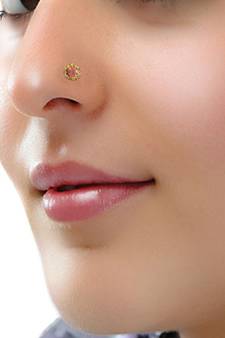 Designer Golden PINK Diamond Floral nose ring or Nose Pin