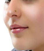 Designer Golden PINK Diamond Floral nose ring or Nose Pin