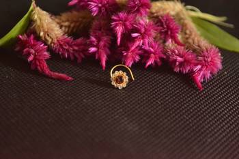 Designer Golden Meenakari Diamond Floral nose ring or Nose Pin 2