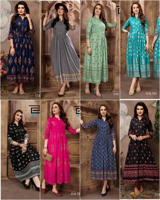 Grey printed rayon long-kurtis 2